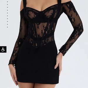 Mistress Rocks Black Lace Corset Mini Dress - NWT